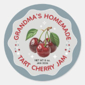 Homemade Cherry Jam Canning Jar Labels ラウンドシール (正面)