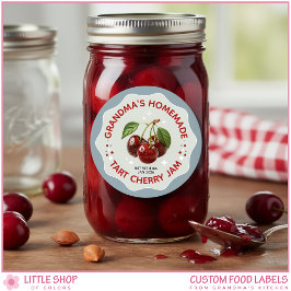 Homemade Cherry Jam Canning Jar Labels ラウンドシール