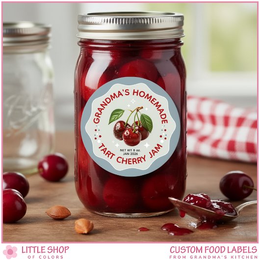 Homemade Cherry Jam Canning Jar Labels ラウンドシール