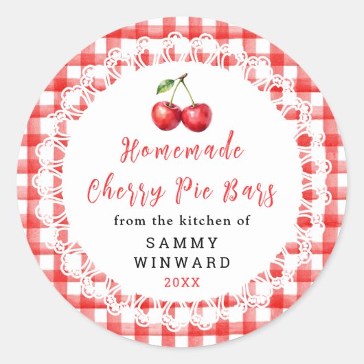 Homemade Cherry Pie Bar Label ラウンドシール (正面)