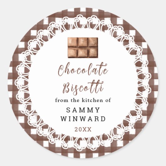 Homemade Chocolate Biscotti Label ラウンドシール (正面)