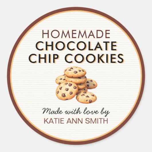 Homemade Chocolate Chip Cookie Label Stickers ラウンドシール (正面)