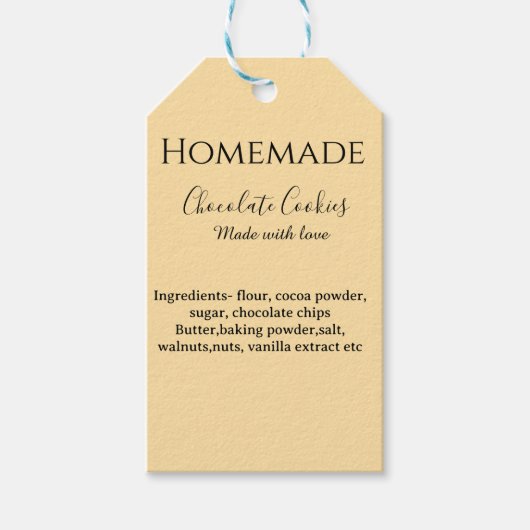 Homemade chocolate cookies made with love add text ギフトタグ (正面)