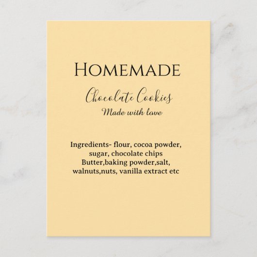Homemade chocolate cookies made with love add text ポストカード (正面)