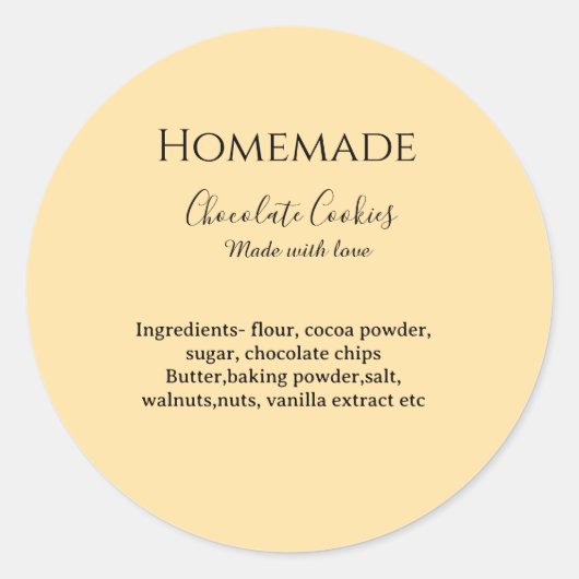 Homemade chocolate cookies made with love add text ラウンドシール (正面)