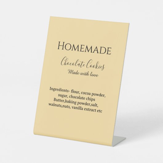 Homemade chocolate cookies made with love add text 台座サイン (正面)