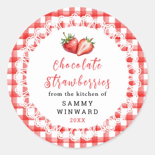 Homemade Chocolate Covered Strawberry Label ラウンドシール (正面)