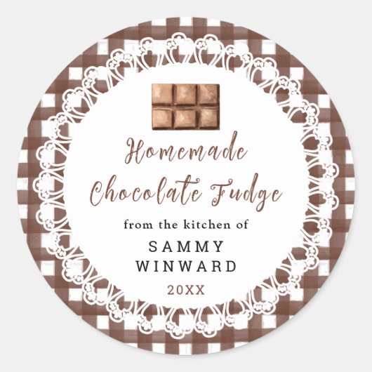 Homemade Chocolate Fudge Label ラウンドシール (正面)