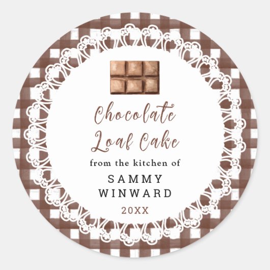 Homemade Chocolate Loaf Cake Label ラウンドシール (正面)