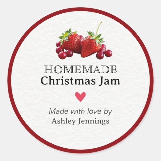 Homemade Christmas Jam Label | Custom Sticker ラウンドシール (正面)