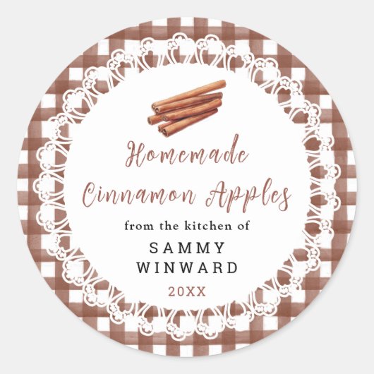 Homemade Cinnamon Apples Label ラウンドシール (正面)