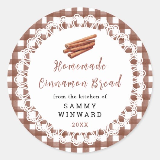 Homemade Cinnamon Bread Label ラウンドシール (正面)