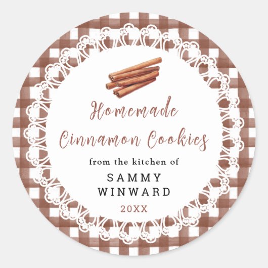 Homemade Cinnamon Cookies Label ラウンドシール (正面)
