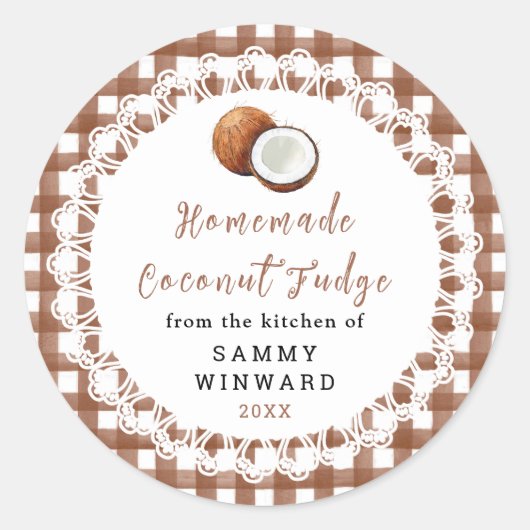 Homemade Coconut Fudge Label ラウンドシール (正面)