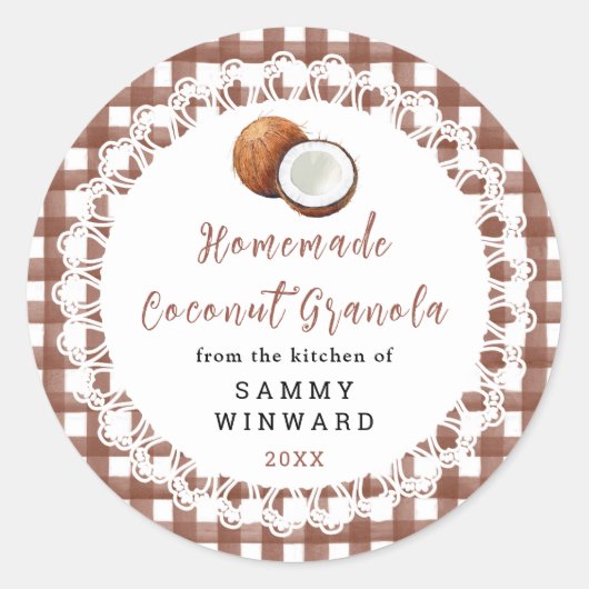Homemade Coconut Granola Label ラウンドシール (正面)