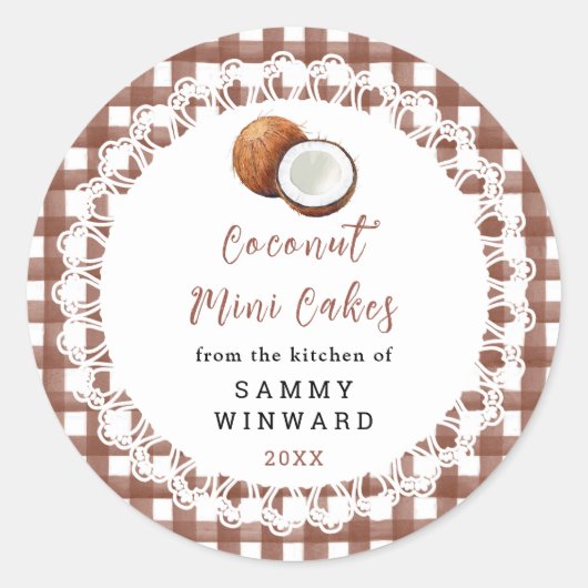 Homemade Coconut Mini Cakes Label ラウンドシール (正面)