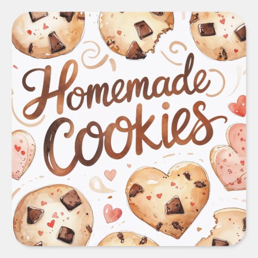 Homemade Cookies Sticker, Baking Gift スクエアシール (正面)