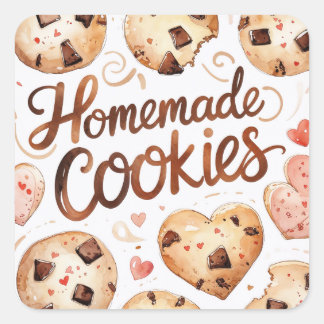 Homemade Cookies Sticker, Baking Gift スクエアシール