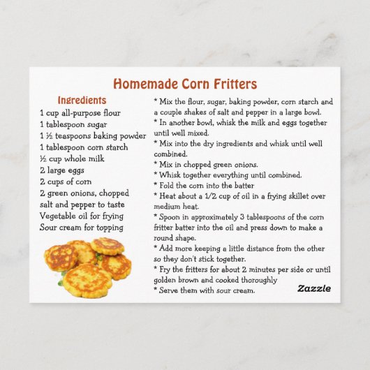 Homemade Corn Fritters Recipe ポストカード (裏面)