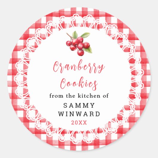 Homemade Cranberry Cookie Label ラウンドシール (正面)