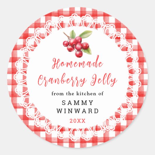 Homemade Cranberry Jelly Label ラウンドシール (正面)