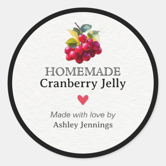 Homemade Cranberry Jelly Label Custom Sticker  ラウンドシール (正面)