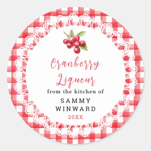 Homemade Cranberry Liqueur Bottle Label ラウンドシール (正面)