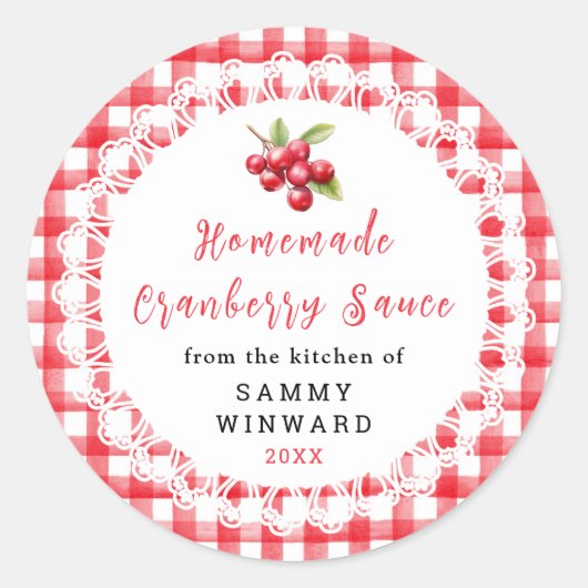 Homemade Cranberry Sauce Label ラウンドシール (正面)