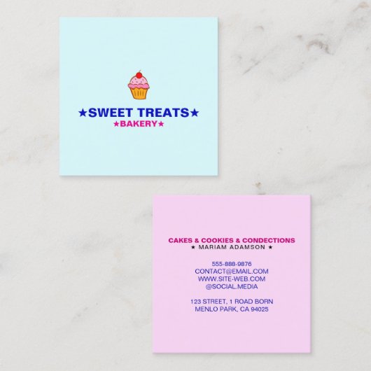 Homemade Cupcakes | Logo & Minimalist Home Bakery  スクエア名刺 (正面/裏面)