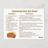 Homemade Date Nut Bread Recipe ポストカード (裏面)