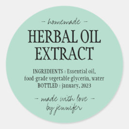 Homemade drink Cream green Herbal oil extract ラウンドシール