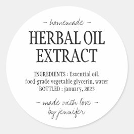 Homemade drink Cream white Herbal oil extract ラウンドシール