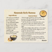Homemade Garlic Hummus Recipe Card ポストカード (裏面)