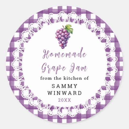 Homemade Grape Jam Jar Label ラウンドシール (正面)