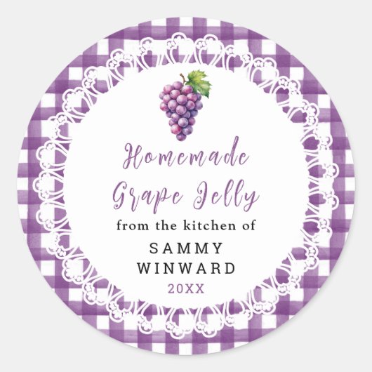 Homemade Grape Jelly Jar Label ラウンドシール (正面)