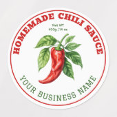 Homemade Hot Chili Sauce Product Label ラベル (デザイン2)