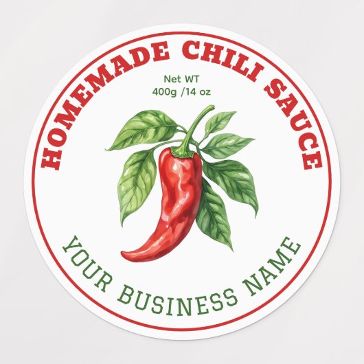Homemade Hot Chili Sauce Product Label ラベル (デザイン1)