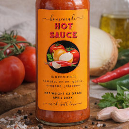 Homemade hot sauce orange label ラベル