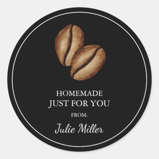 Homemade just for you coffee label ラウンドシール (正面)