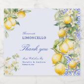 Homemade Limoncello Mediterranean Tile Thank you リキュールボトルラベル (シングルラベル)