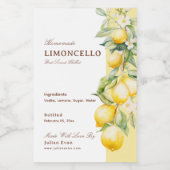 Homemade Limoncello Whimsical Watercolor Lemons ワインラベル (シングルラベル)