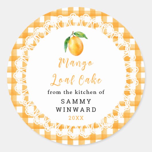 Homemade Mango Loaf Cake Label ラウンドシール (正面)