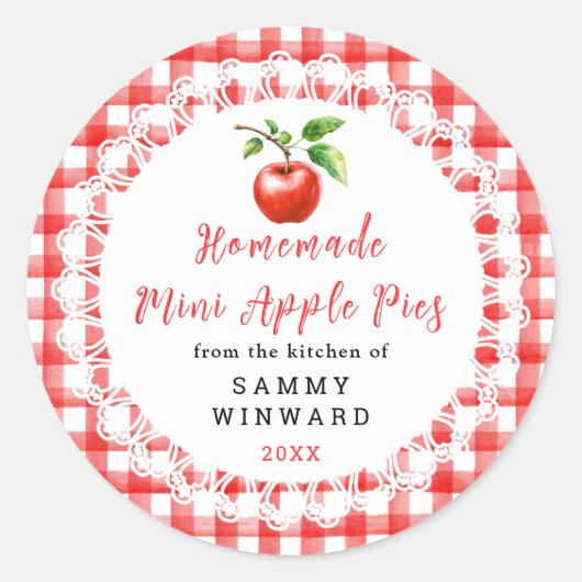 Homemade Mini Apple Pies Label ラウンドシール (正面)