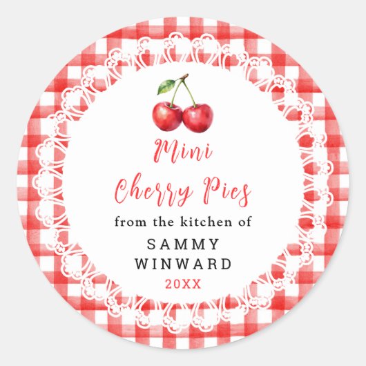 Homemade Mini Cherry Pie Label ラウンドシール (正面)