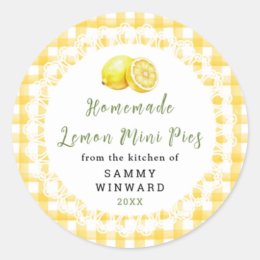 Homemade Mini Lemon Pie Label ラウンドシール (正面)