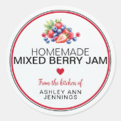 Homemade Mixed Berry Jam Label Personalized ラウンドシール (正面)