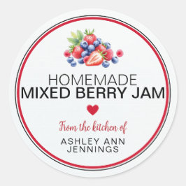 Homemade Mixed Berry Jam Label Personalized ラウンドシール