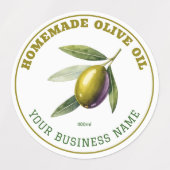 Homemade Olive oil Product Label Waterproof ラベル (デザイン2)