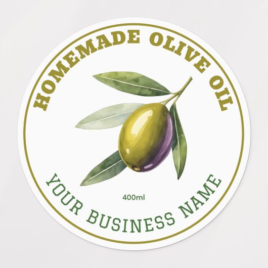 Homemade Olive oil Product Label Waterproof ラベル (デザイン1)