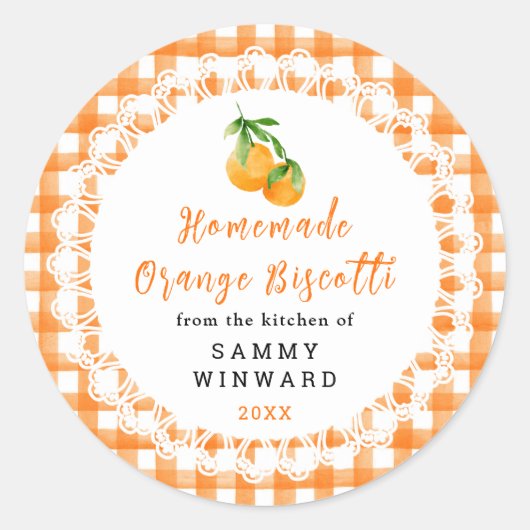 Homemade Orange Biscotti Label ラウンドシール (正面)